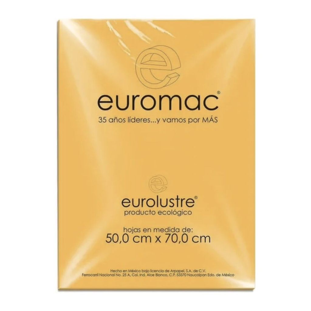 [7501523725973] Papel Lustre Euromac 50x70Cm Tamaño Pliego (Dorado)