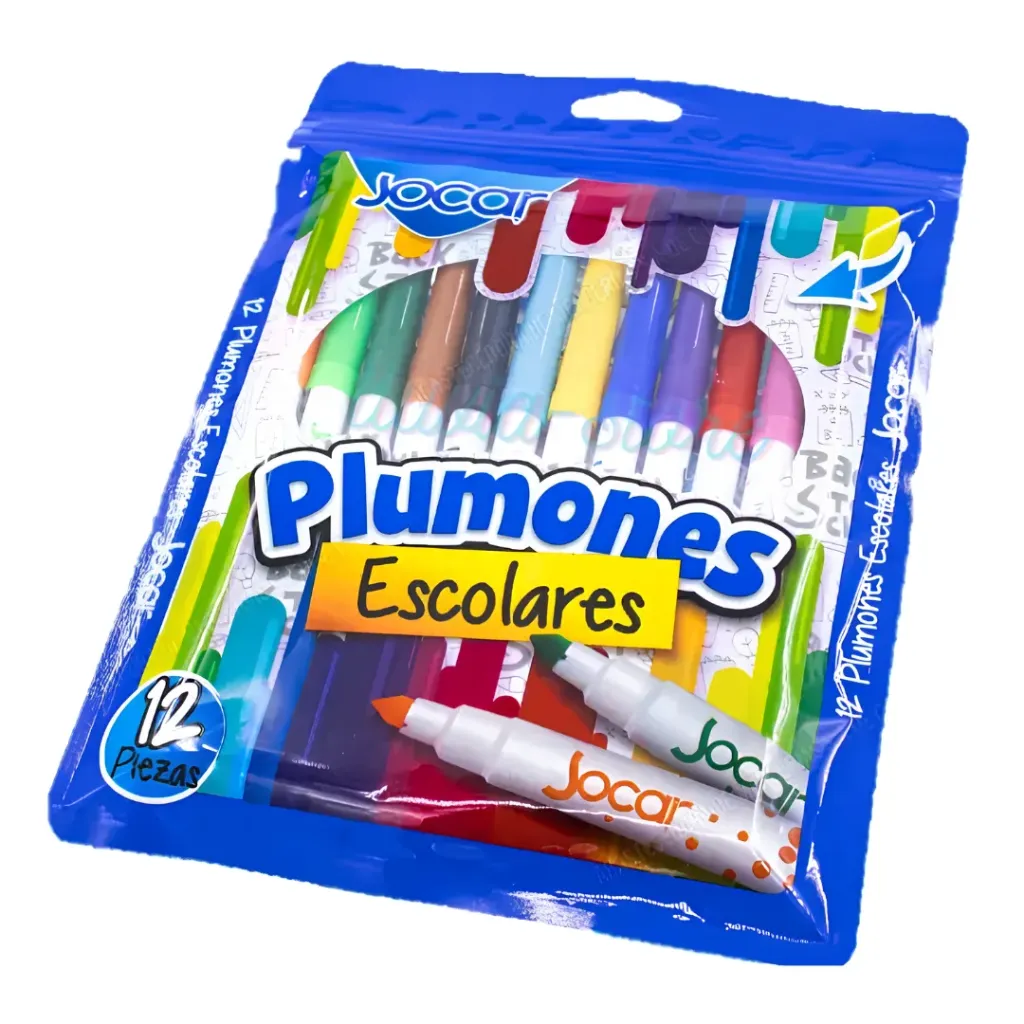 Plumones Escolares Jocar Ziploc 12 Piezas 