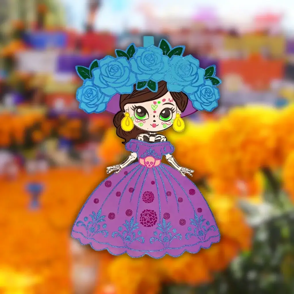 [FIFOMUCA014MRRS] Figura Foamy Dia de Muerto Catrina  (Morado/ Rosado)