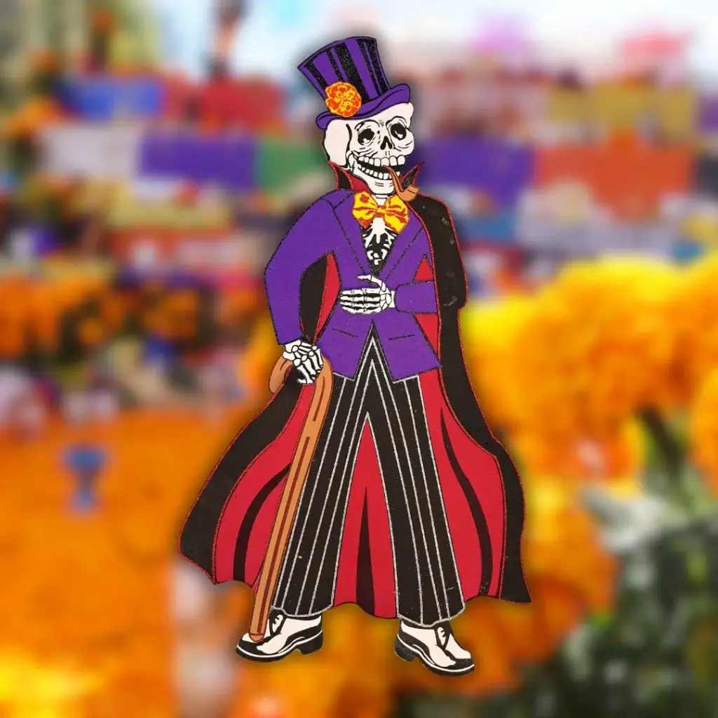 [FIFOMUCAEL014MRRS] Figura Foamy Dia de Muerto Catrin(a) Elegante (Morado/ Rosado)
