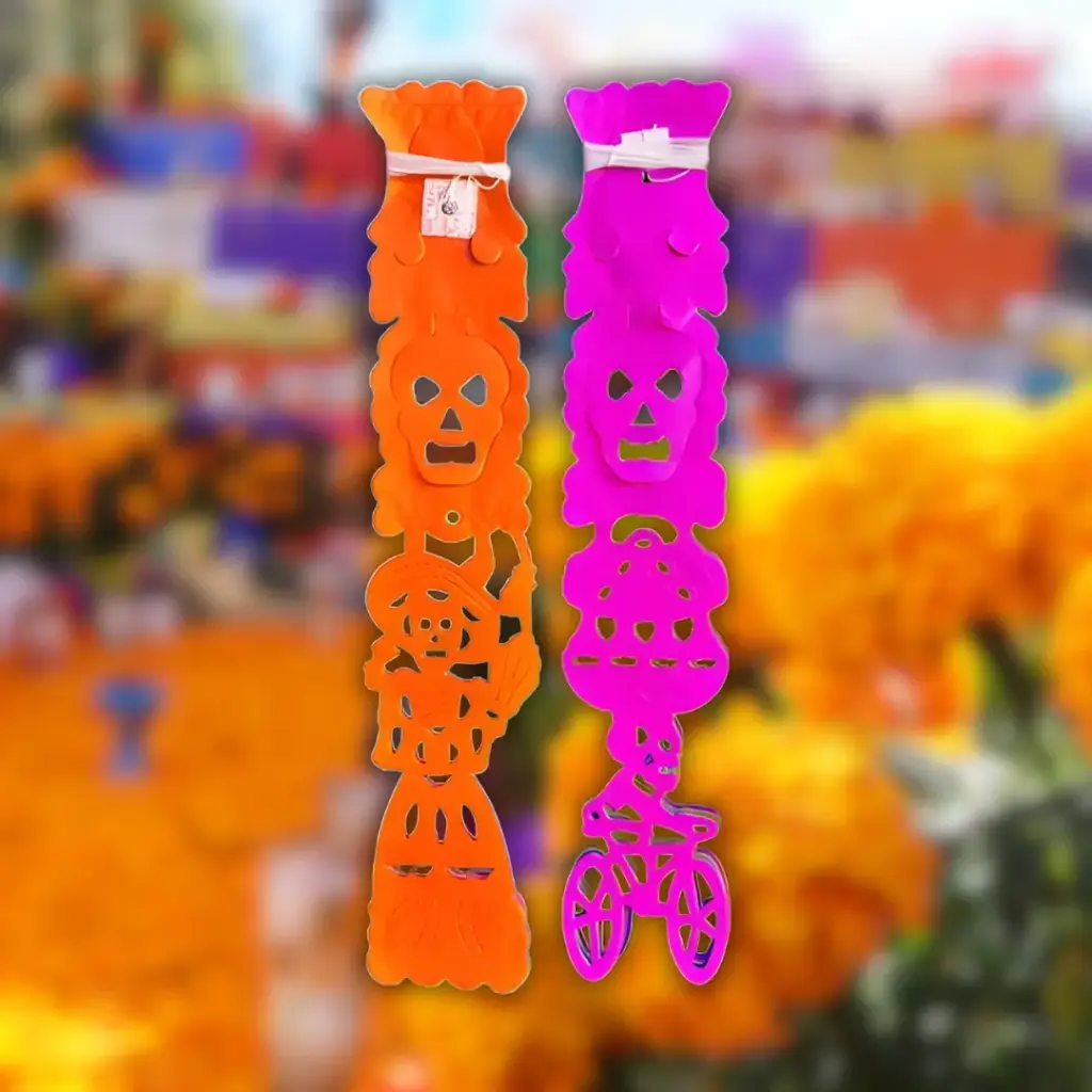 Tiras Papel Picado Cuijes Esqueleto Día de Muertos 