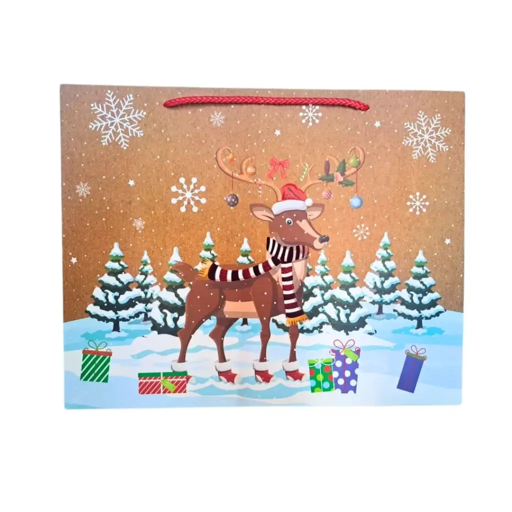 [BOREGRNABO004RENA] Bolsa De Regalo Grande Navideño Boutique 32 x 25 x 11 cm (Reno Navideño)