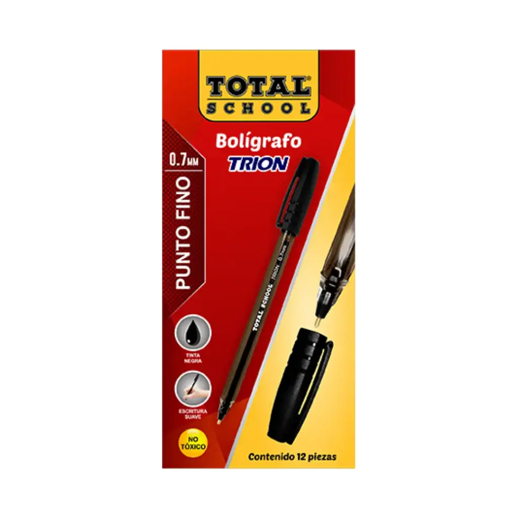 [7502280165088] Boligrafo Total School Trion 0.7mm Punto Fino Color Negro