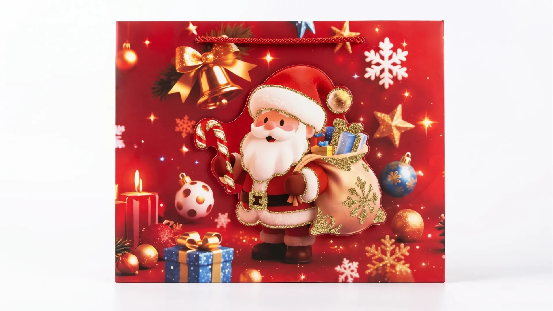 [9893010088806ST] Bolsa Regalo Navideño C/Glitter Varios Modelos 32X25.5X11CM (Santa Claus Glitter)