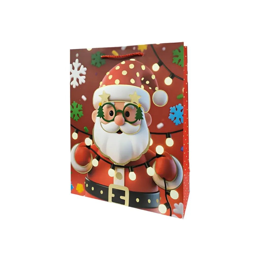 Bolsa De Regalo Navideño Personajes Con Lentes Itrade 23x18x10cm Mod. FD7336S