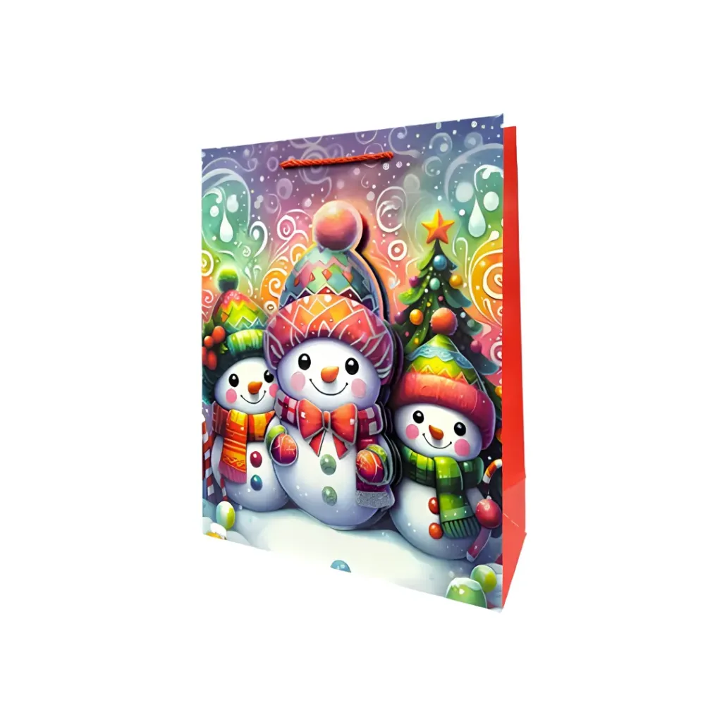 Bolsa De Regalo Navideño 3D Personajes Animado Itrade 32x26x10cm Mod. FD7369M Muñeco Animado