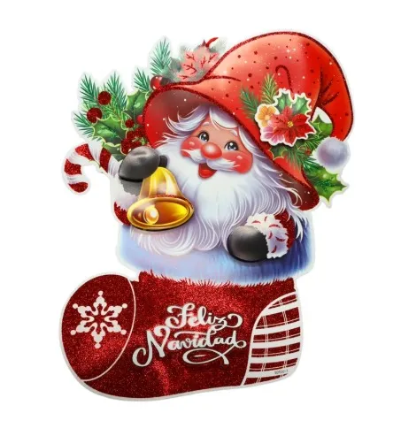 [9893010088158] Adorno de Carton Navideño Santa con Bota 39X33CM ITrade SD926-2-PC26