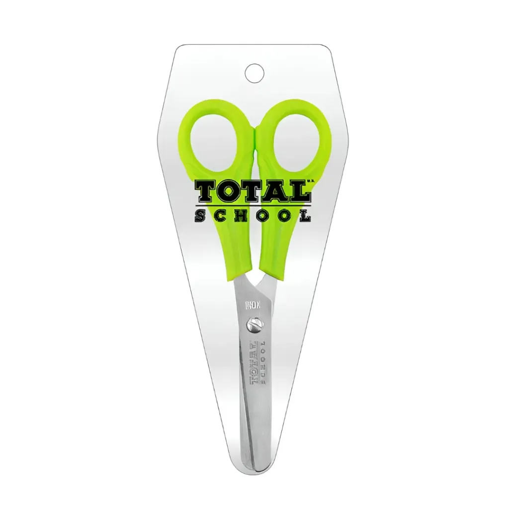 [7502280164623VR] Tijera Escolar Punta Roma Total School 5 Pulgadas Mod. TS-T5 (Verde)