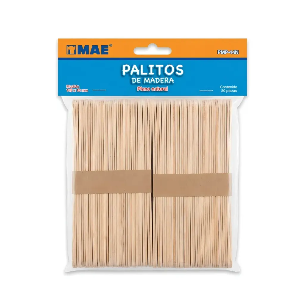 Paquete De Palito De Madera Plano 145x18mm Mod. PMP-14N Con 80 Piezas